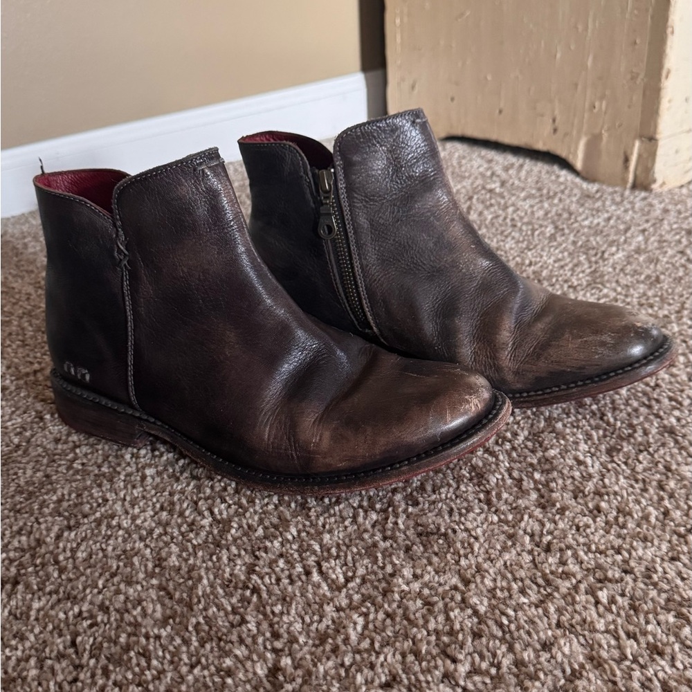 BED|STU Black and Red Ankle Boots with Distressed Leather - Picture 2 of 7
